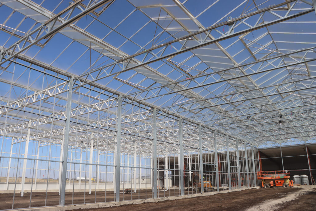 interior of venlo greenhouse installation
