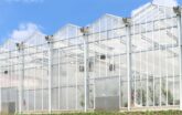 exterior end wall of venlo on graded grass hill